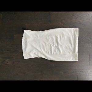 strapless white mini dress